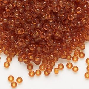5/$15 Seed Bead Czech Glass Transparent Dark Topaz Tube